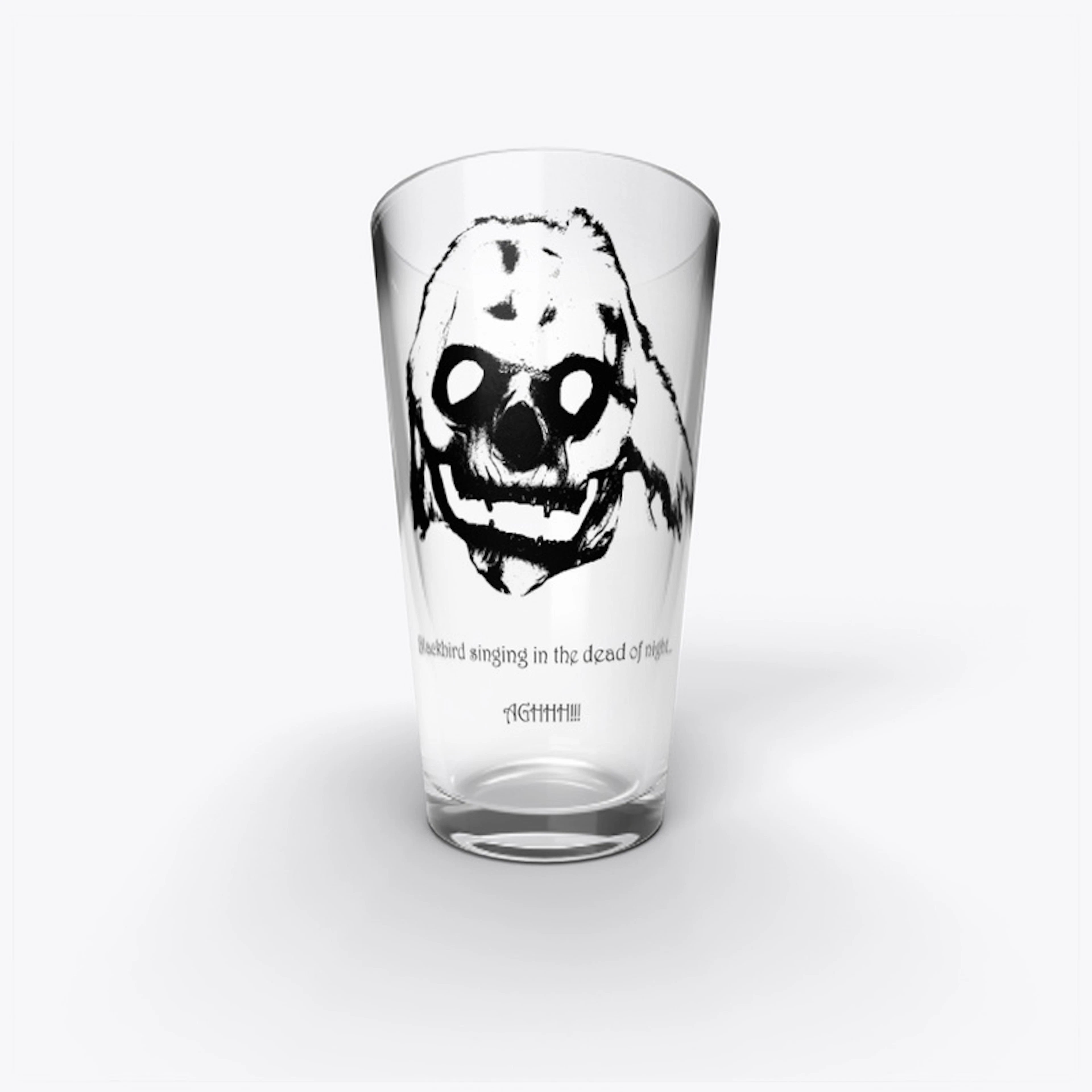 Jumpscare Mask Pint Glass with Subtext