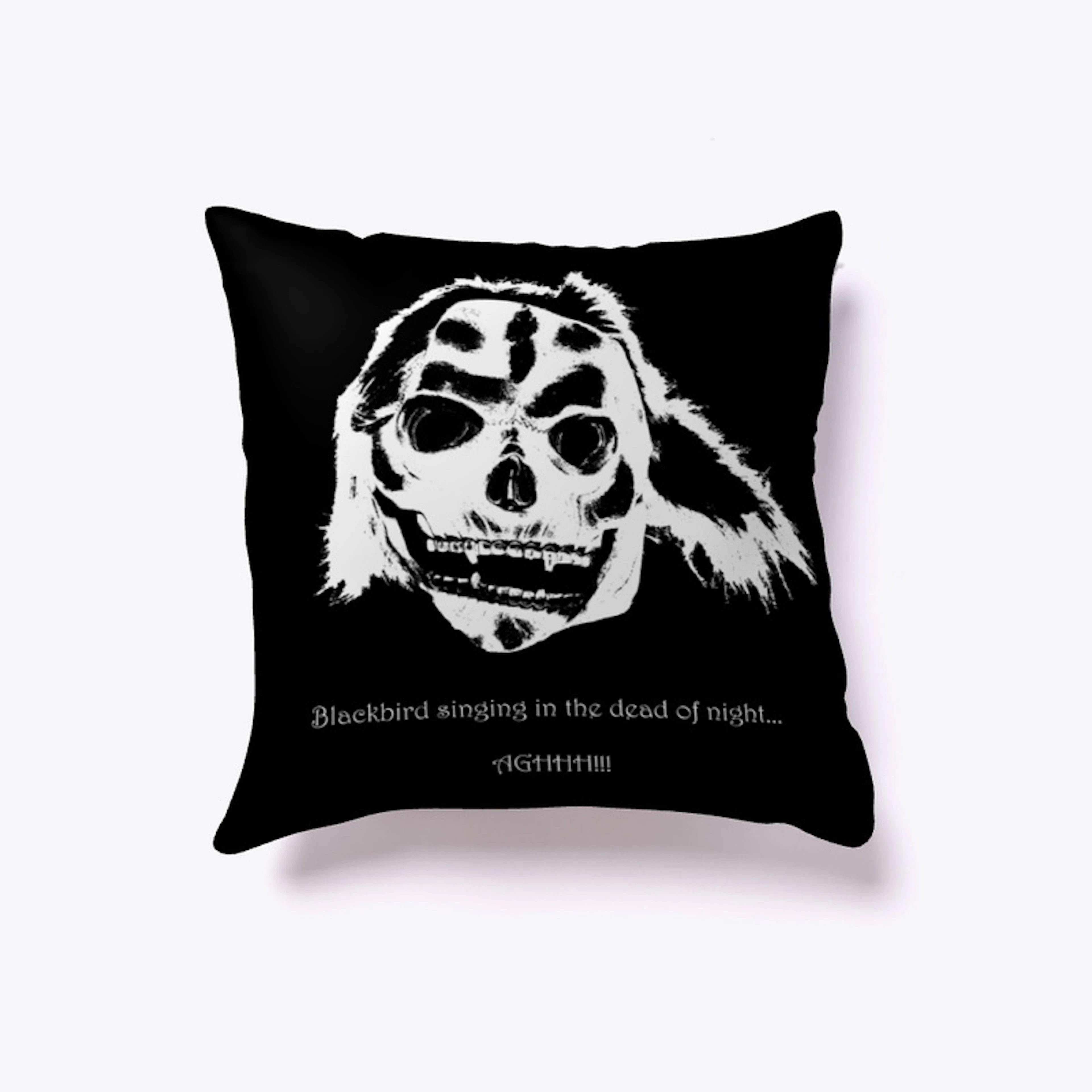 Jumpscare Mask Pillow with Subtext